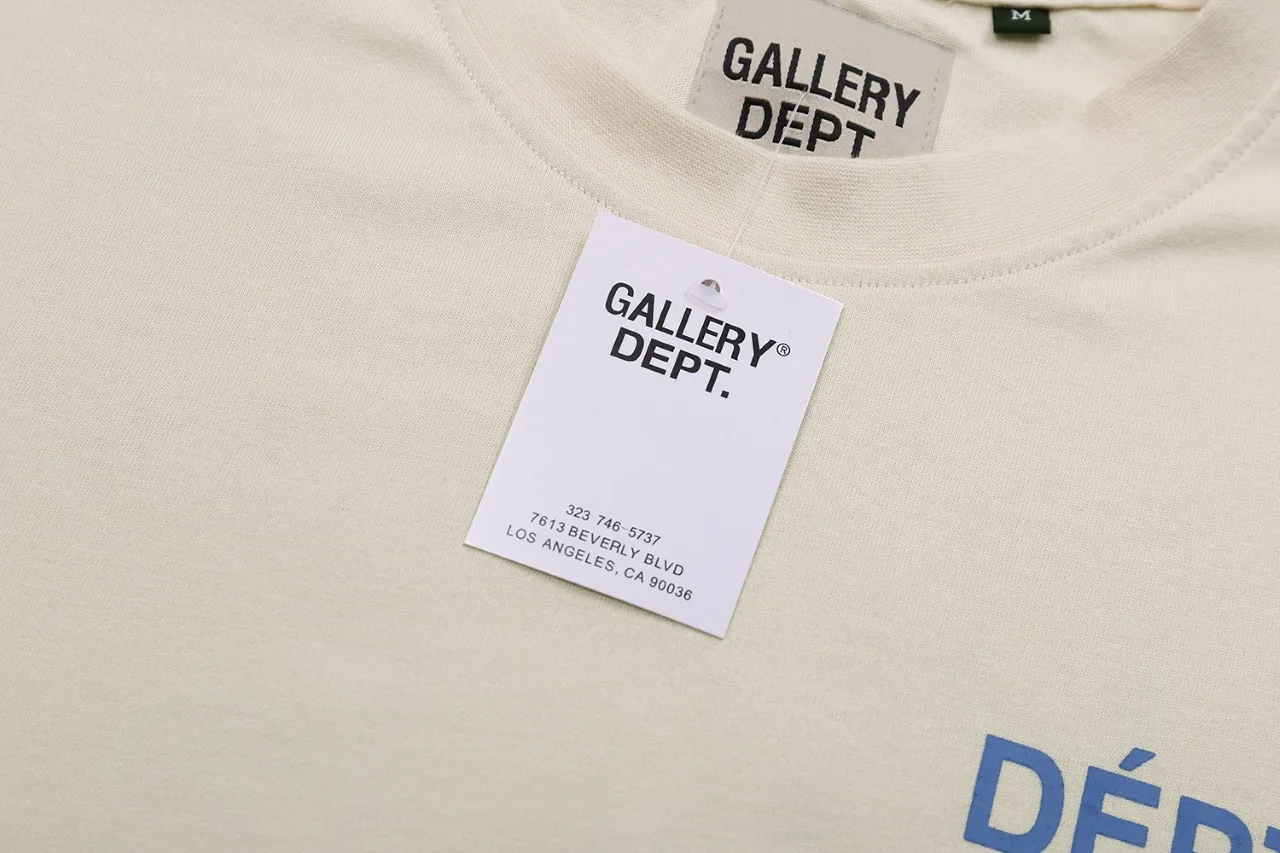 648#Gallery Dept New Classic Basic French Letters LOGO Basic Slogan Round Neck Short Sleeve T-Shirt Pure Cotton Tee Royal Blue Red Lake Blue Apricot Print Blue Apricot Print Black S～XL p90